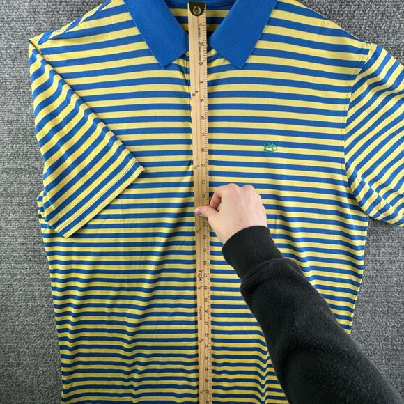 Southern Tide Club Short Sleeve Polo Shirt Blue Yellow Striped Large Men Golf - Picture 3 of 13